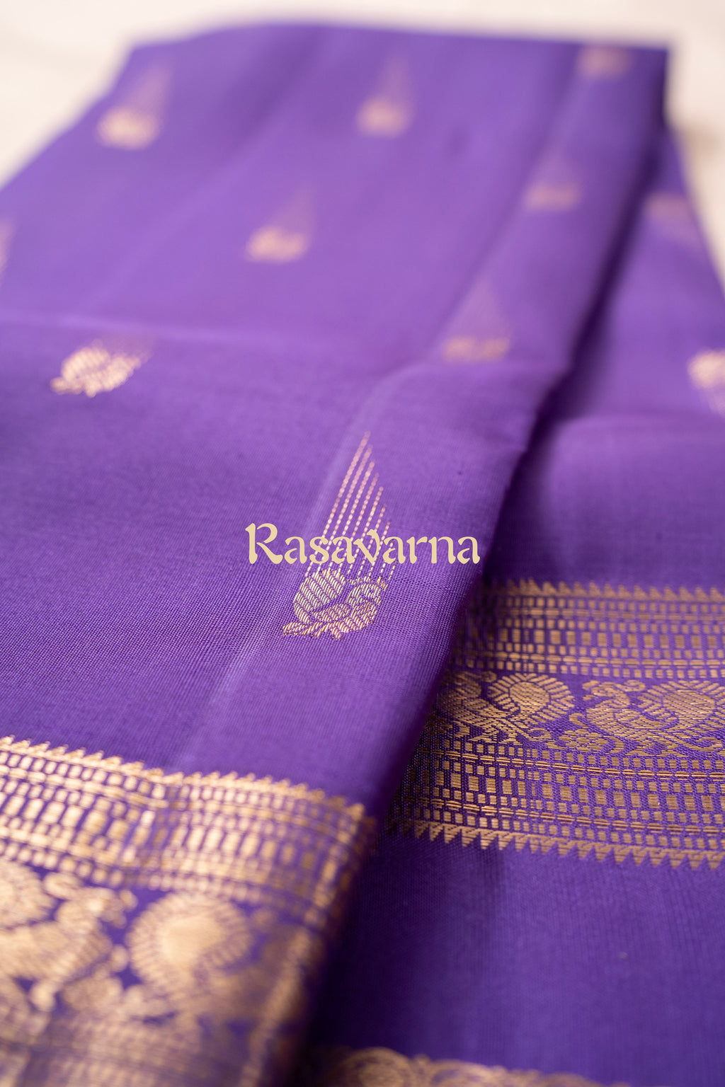 Violet Pure Silk Kanchipuram Pattu Saree with Violet Border