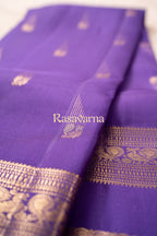 Violet Pure Silk Kanchipuram Pattu Saree with Violet Border