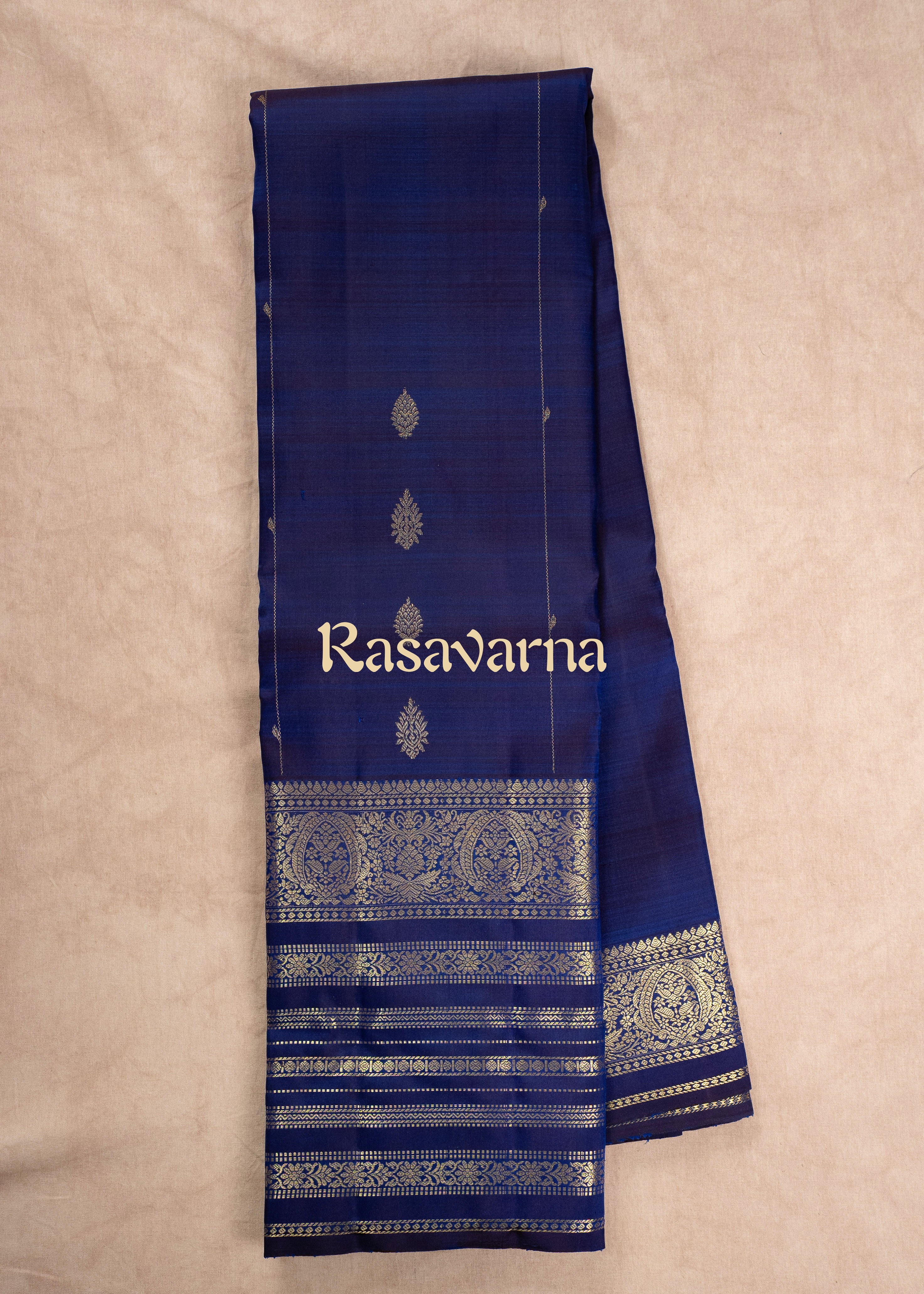 Royal Blue Pure Silk Kanchipuram Pattu Saree with Royal Blue Border