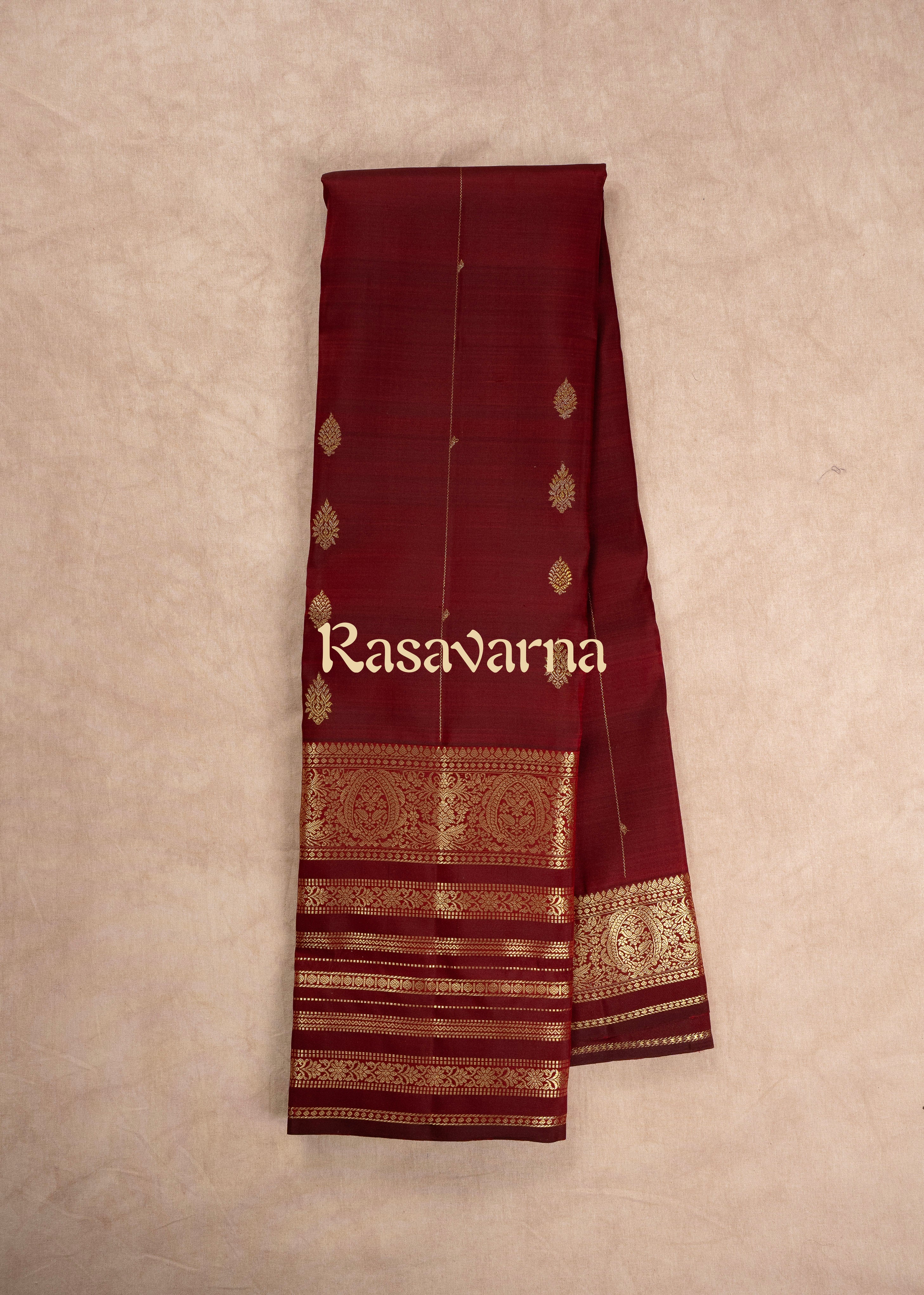 Maroon Pure Silk Kanchipuram Pattu Saree with Maroon Border