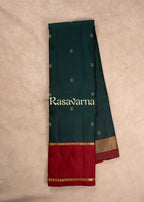 Bottle Green Pure Silk Kanchipuram Pattu Saree with Maroon Border
