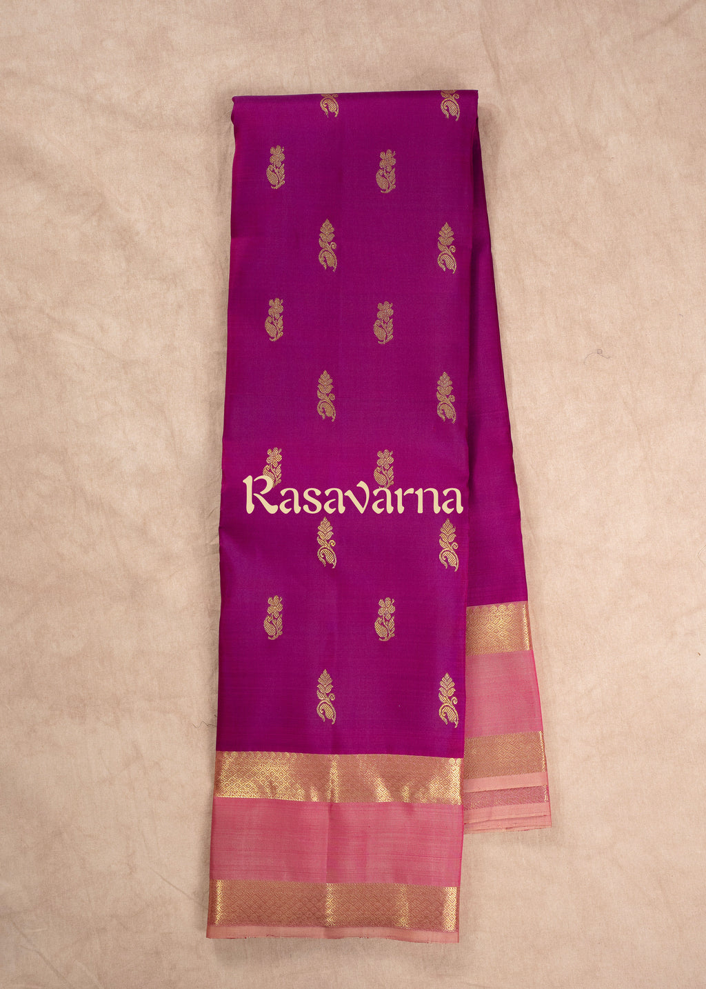 Magenta Pure Silk Kanchipuram Pattu Saree with Light Pink Border