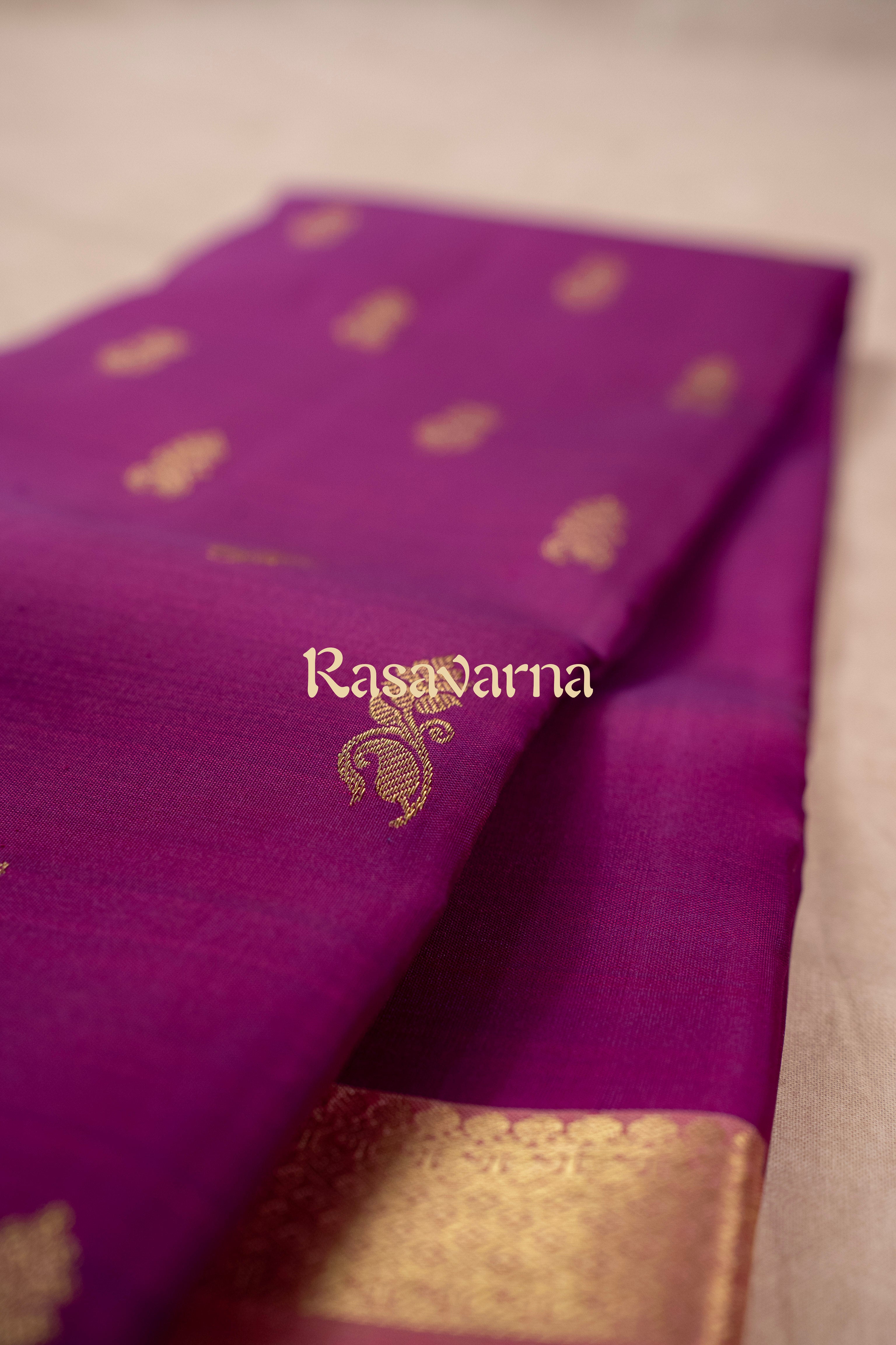 Magenta Pure Silk Kanchipuram Pattu Saree with Light Pink Border