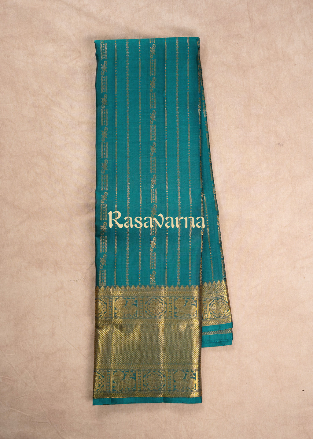Turquise Pure Silk Kanchipuram Pattu Saree with Turquise Border