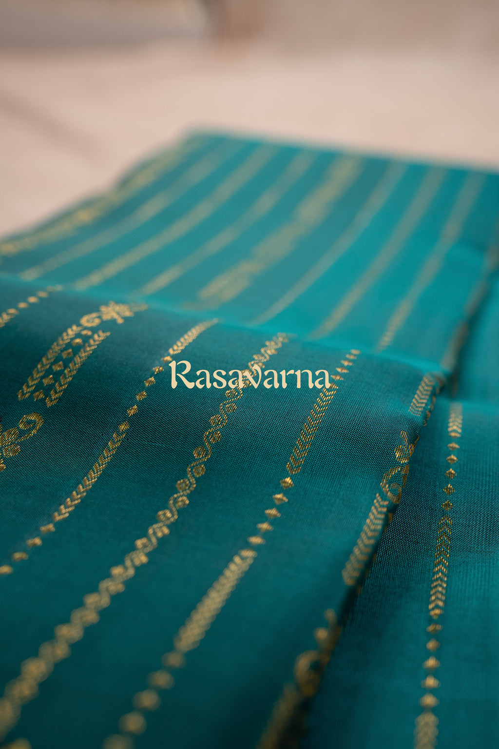 Turquise Pure Silk Kanchipuram Pattu Saree with Turquise Border