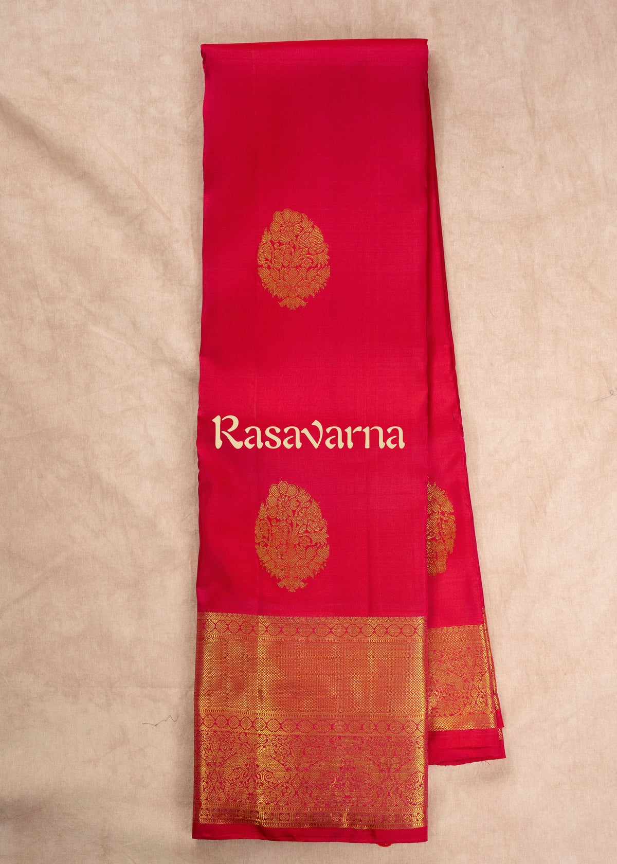 Roja Pink Pure Silk Kanchipuram Pattu Saree with Roja Pink Border