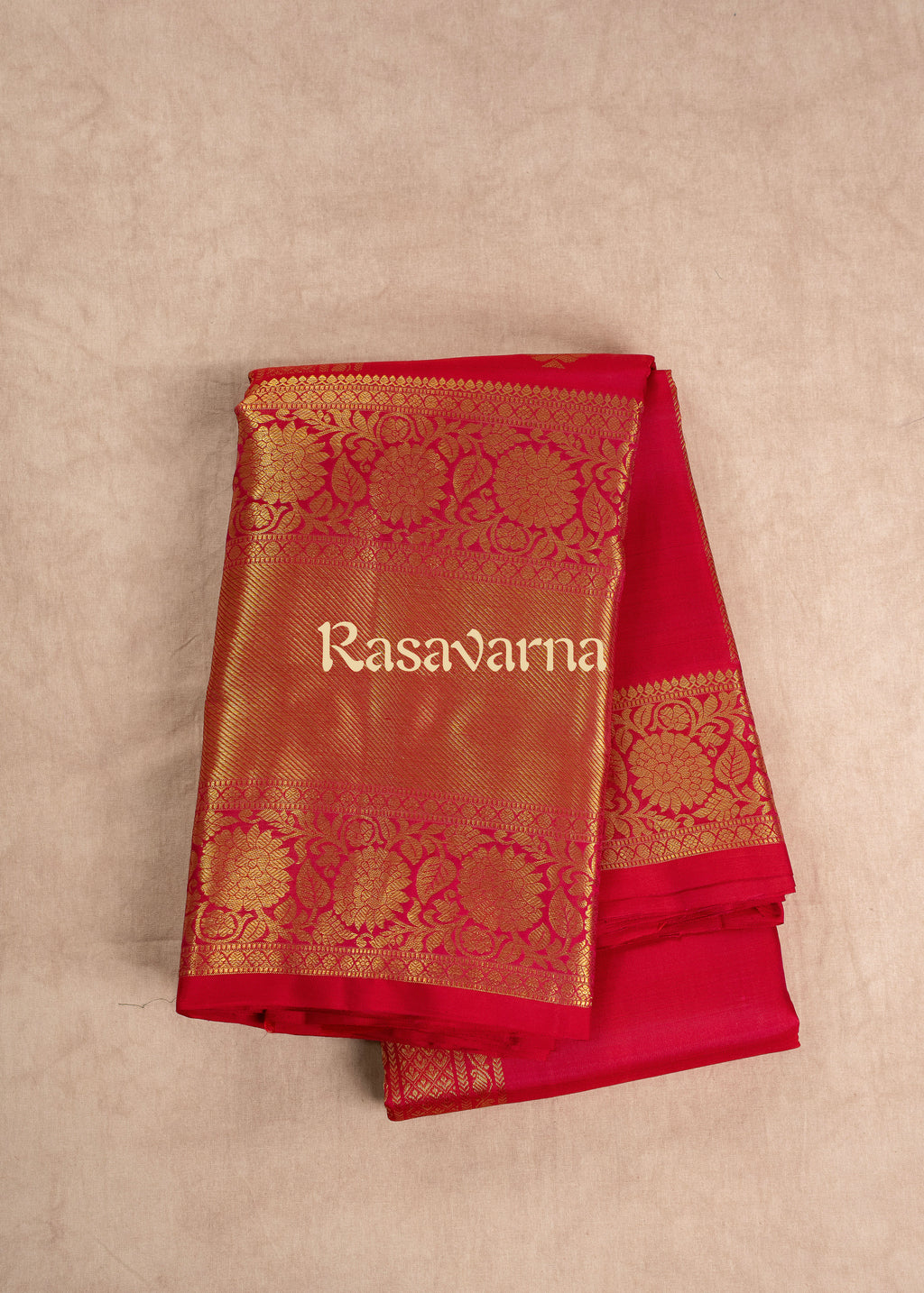 Red Pure Silk Kanchipuram Pattu Saree with Red Border