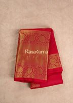 Red Pure Silk Kanchipuram Pattu Saree with Red Border