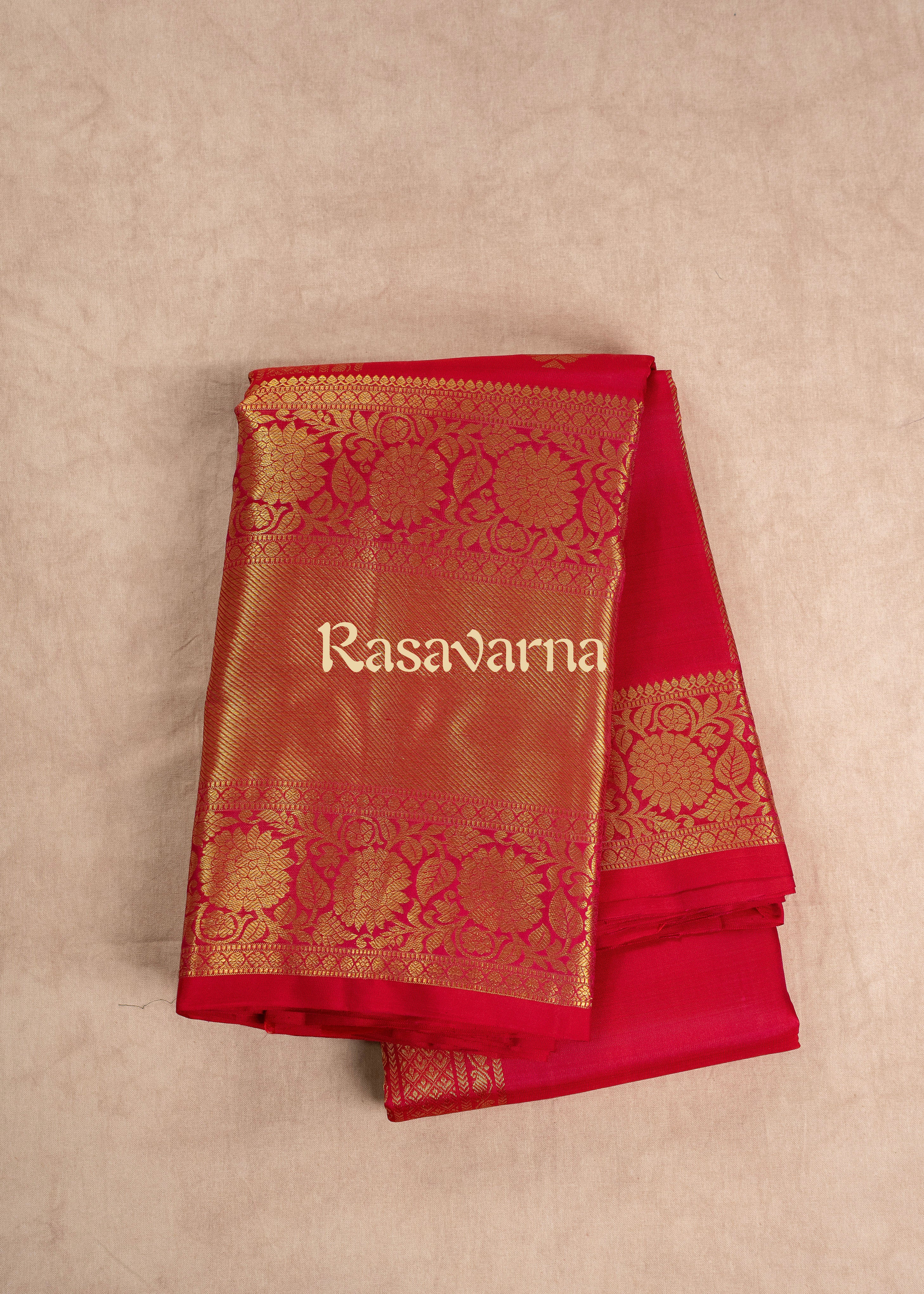 Red Pure Silk Kanchipuram Pattu Saree with Red Border