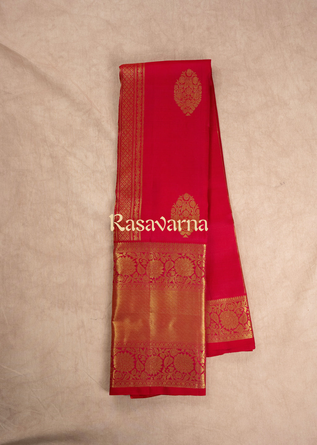 Red Pure Silk Kanchipuram Pattu Saree with Red Border