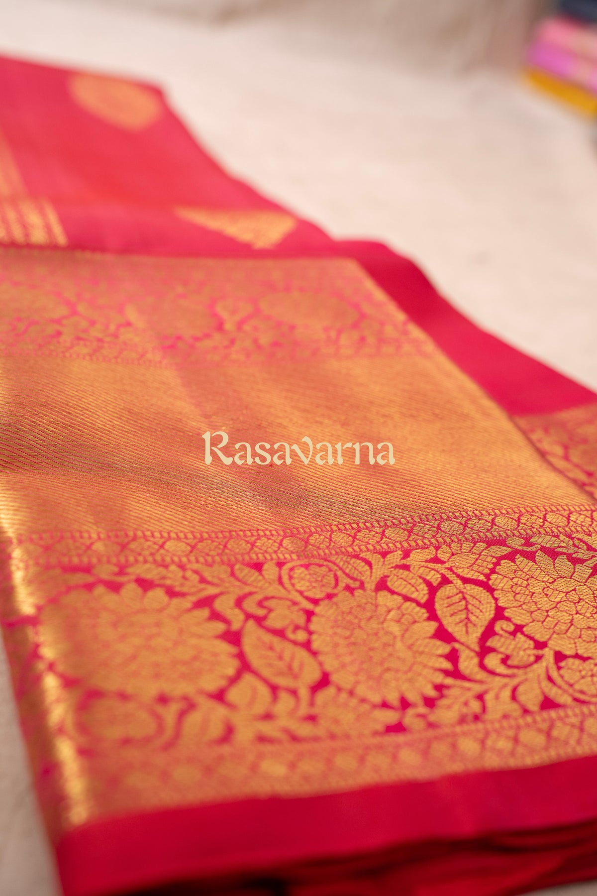 Red Pure Silk Kanchipuram Pattu Saree with Red Border