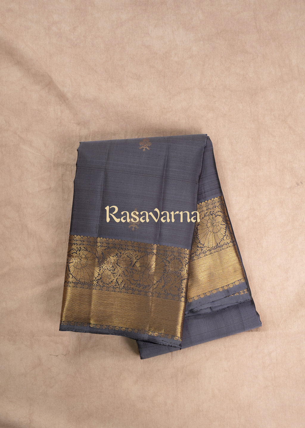 Elephant Grey Pure Silk Kanchipuram Pattu Saree with Grey Border