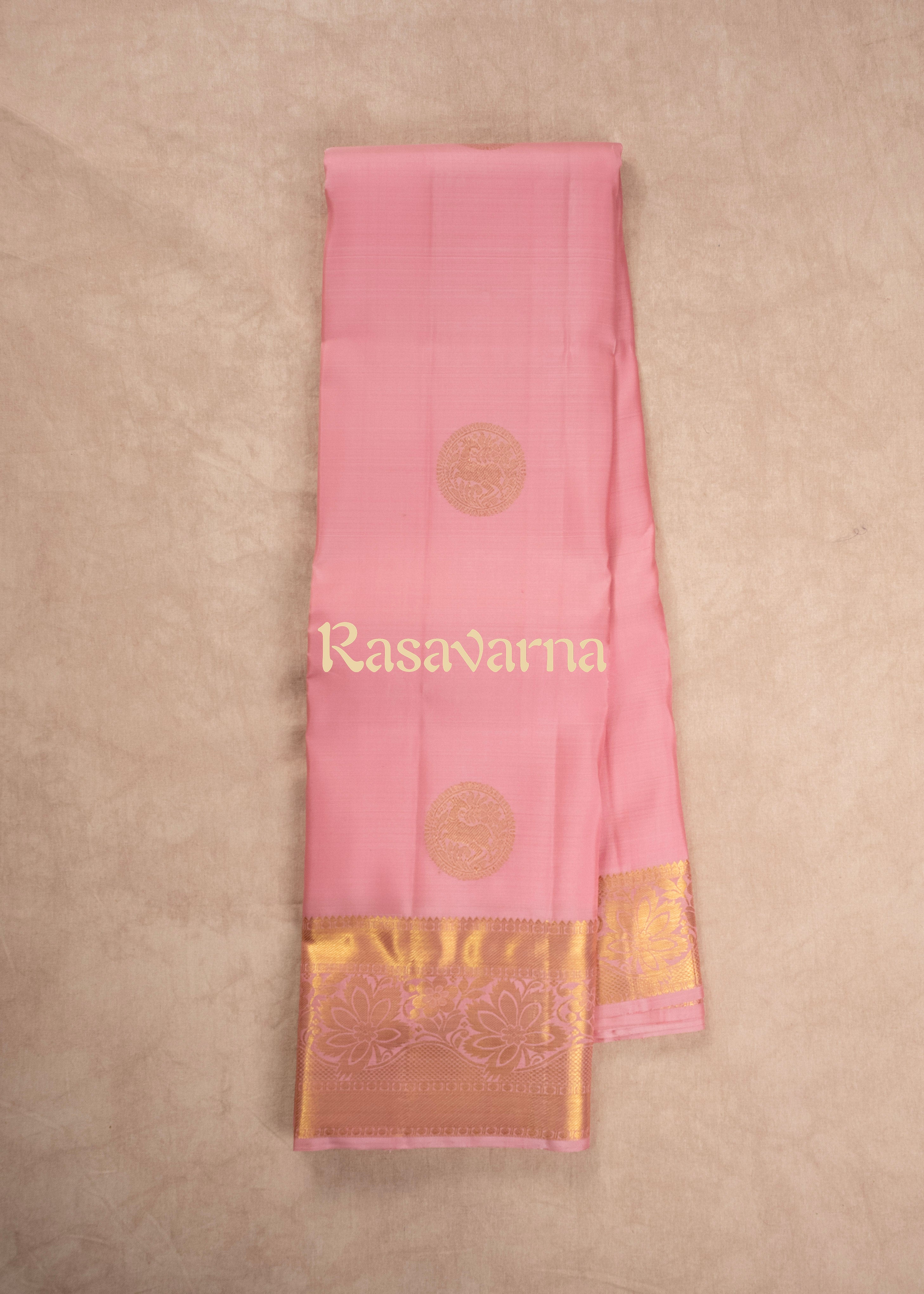 Baby Pink Pure Silk Kanchipuram Pattu Saree with Baby Pink Border