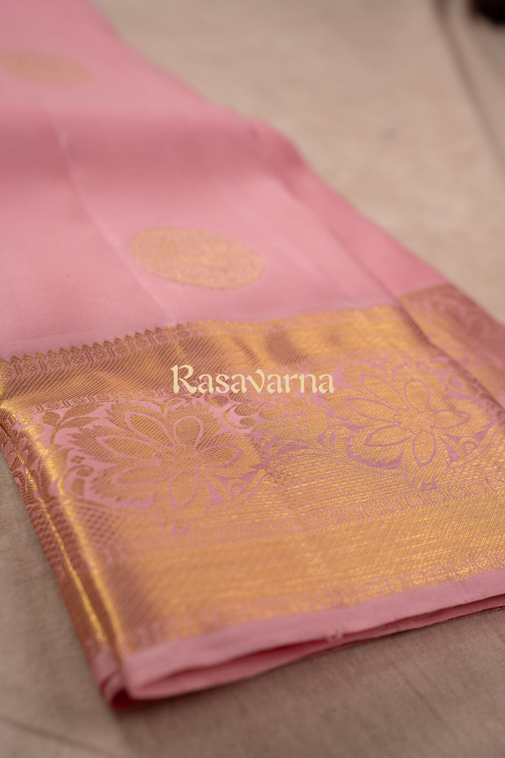 Baby Pink Pure Silk Kanchipuram Pattu Saree with Baby Pink Border