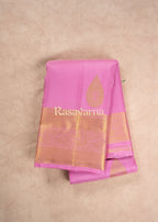 Pink Pure Silk Kanchipuram Pattu Saree with Pink Border