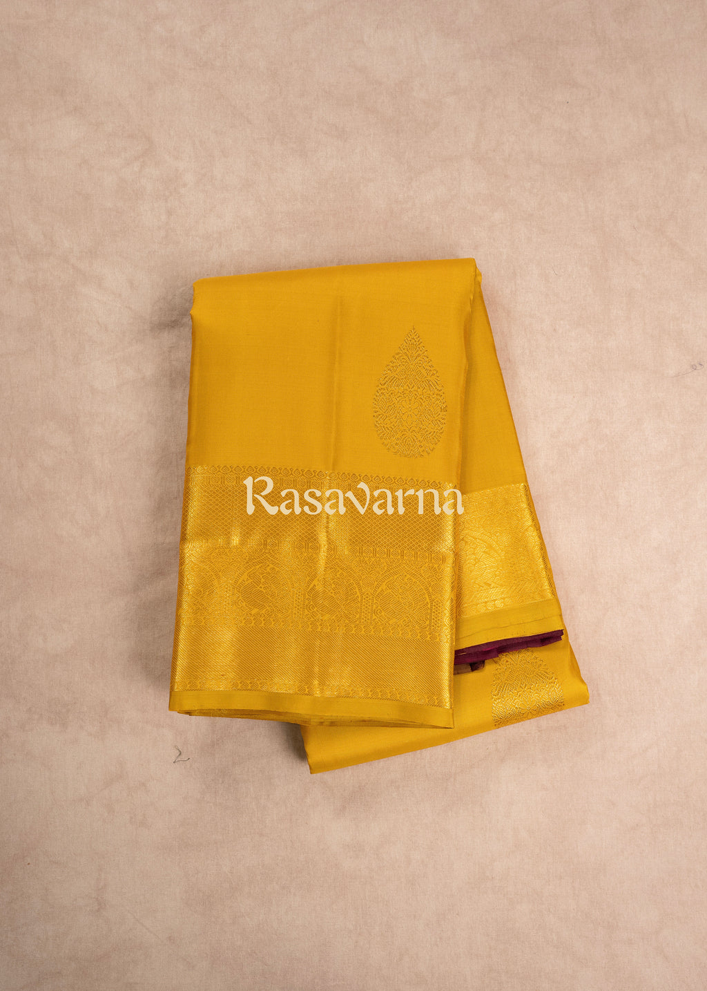 Mustard Gold Pure Silk Kanchipuram Pattu Saree with Mustard Gold Border