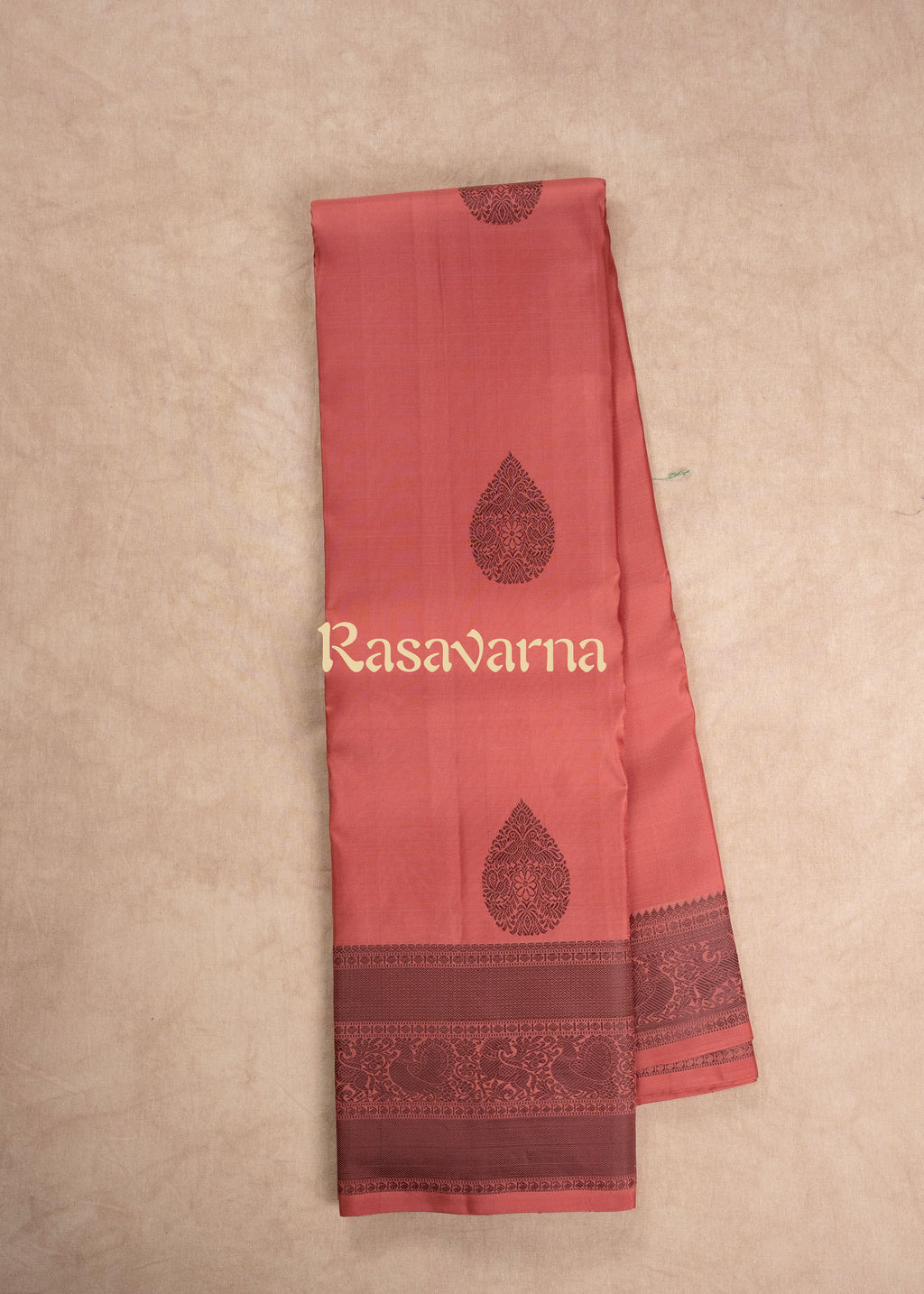 Terracotta Pink Pure Silk Kanchipuram Pattu Saree with Terracotta Pink Border