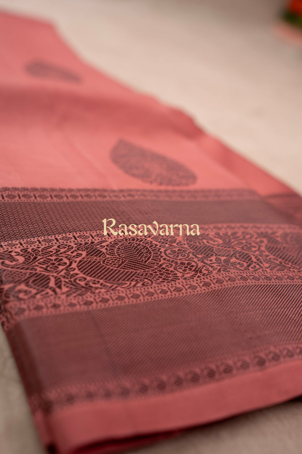 Terracotta Pink Pure Silk Kanchipuram Pattu Saree with Terracotta Pink Border