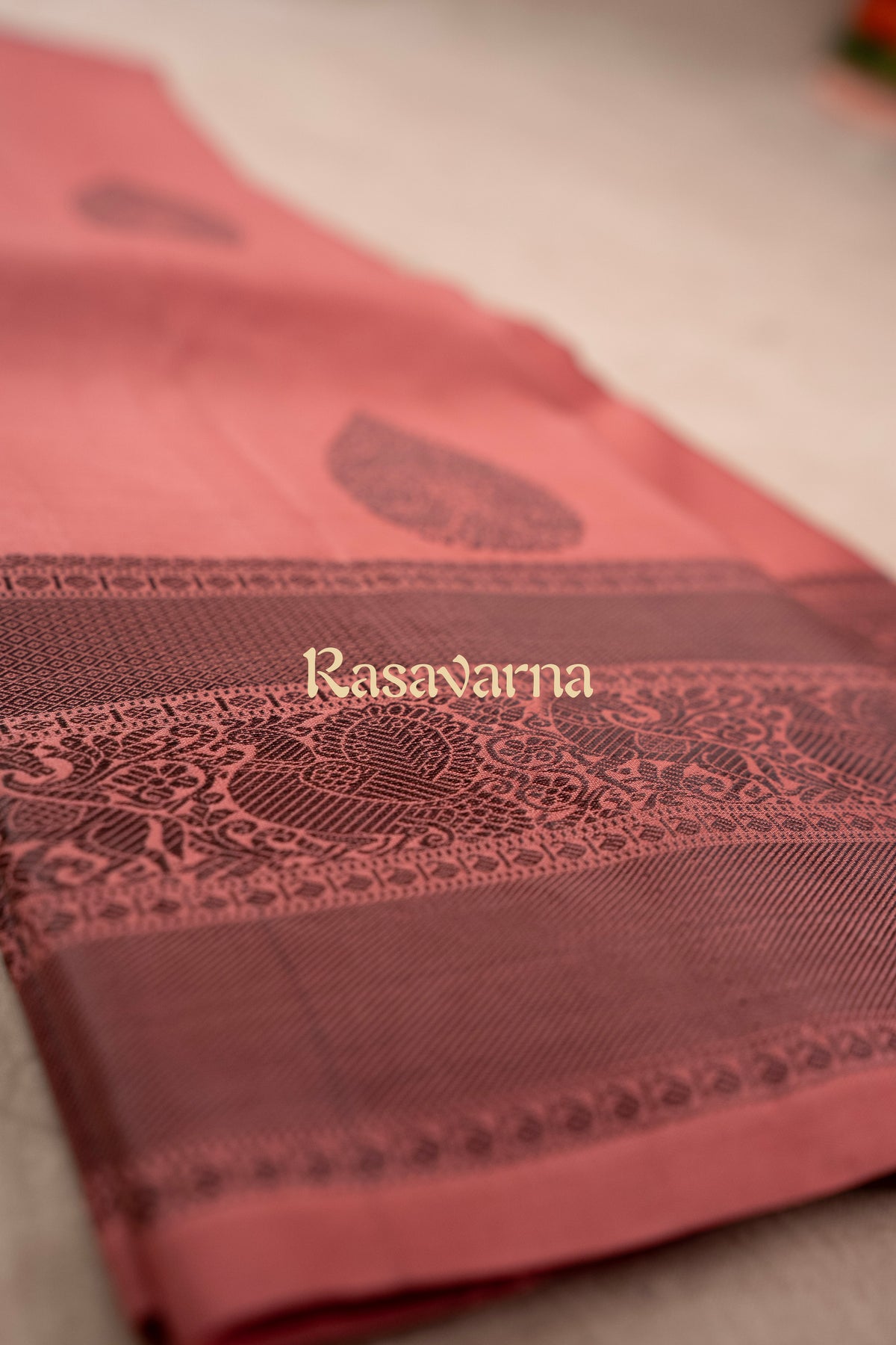 Terracotta Pink Pure Silk Kanchipuram Pattu Saree with Terracotta Pink Border