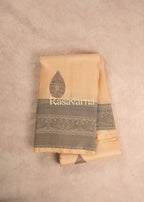 Beige Pure Silk Kanchipuram Pattu Saree with Beige Border