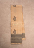 Beige Pure Silk Kanchipuram Pattu Saree with Beige Border