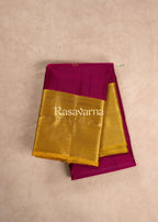 Magenta Pure Silk Kanchipuram Pattu Saree with Gold Border