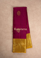 Magenta Pure Silk Kanchipuram Pattu Saree with Gold Border