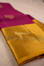 Magenta Pure Silk Kanchipuram Pattu Saree with Gold Border