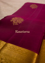 Magenta Pure Silk Kanchipuram Pattu Saree with Gold Border