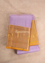 Lavender Pure Silk Kanchipuram Pattu Saree with Gold Border