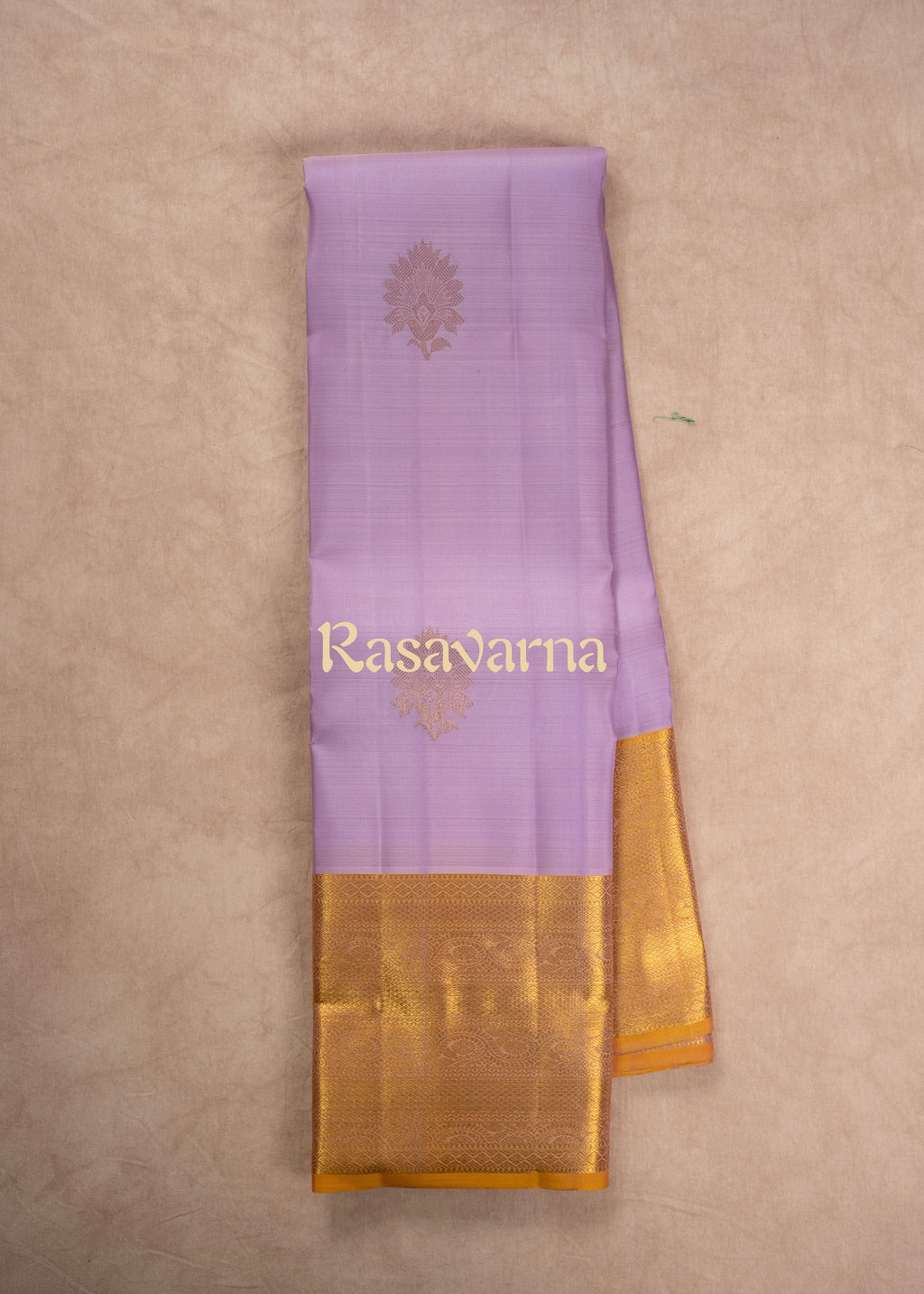 Lavender Pure Silk Kanchipuram Pattu Saree with Gold Border