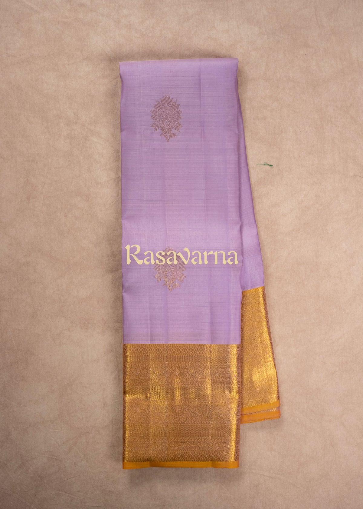 Lavender Pure Silk Kanchipuram Pattu Saree with Gold Border