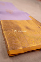 Lavender Pure Silk Kanchipuram Pattu Saree with Gold Border