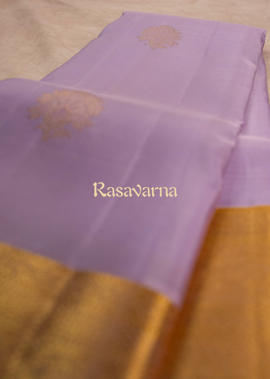 Lavender Pure Silk Kanchipuram Pattu Saree with Gold Border
