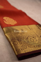 Rust Pure Silk Kanchipuram Pattu Saree with Chocolate Border