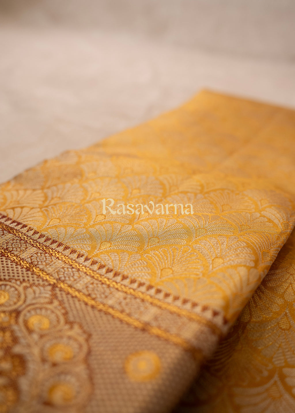 Gold Pure Silk Kanchipuram Pattu Saree with Contrast Border