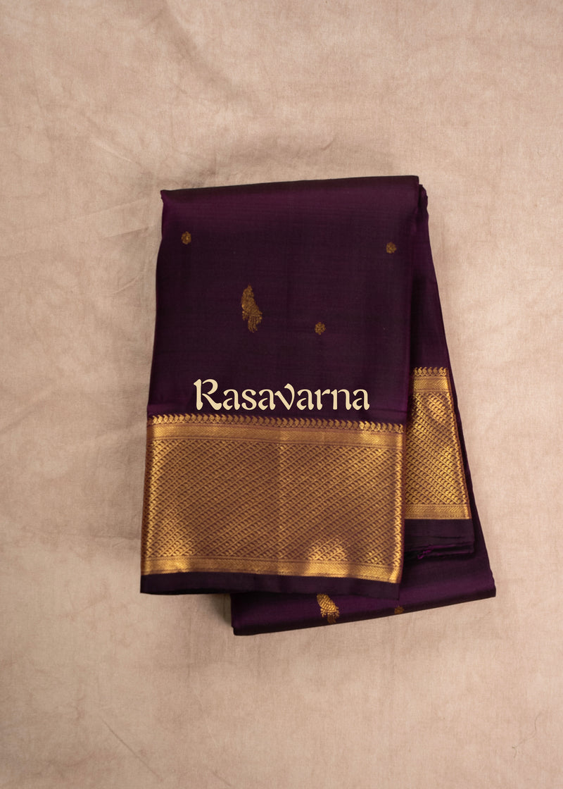 Dark Wine Pure Silk Kanchipuram Pattu Saree with Dark Wine Border