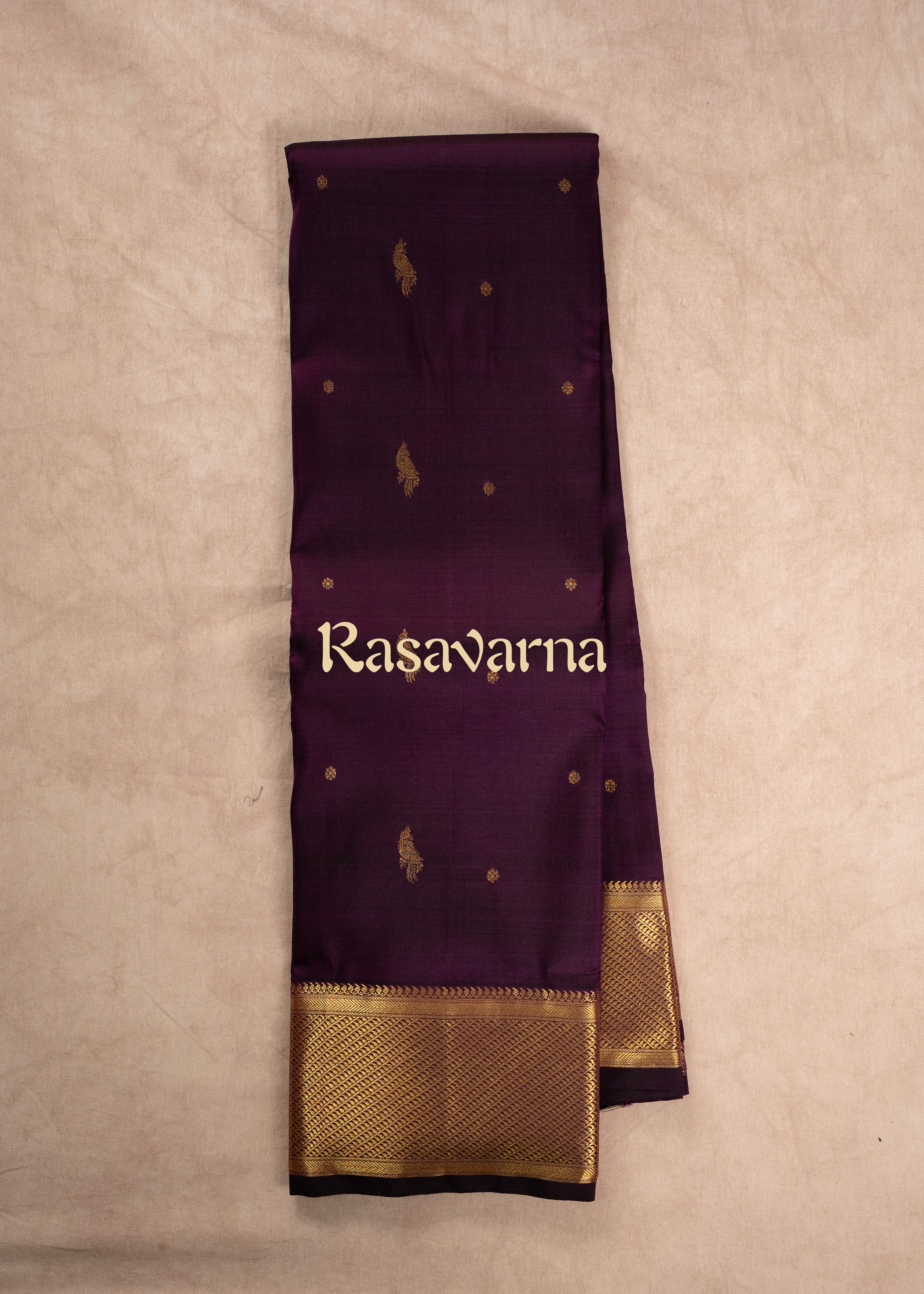 Dark Wine Pure Silk Kanchipuram Pattu Saree with Dark Wine Border
