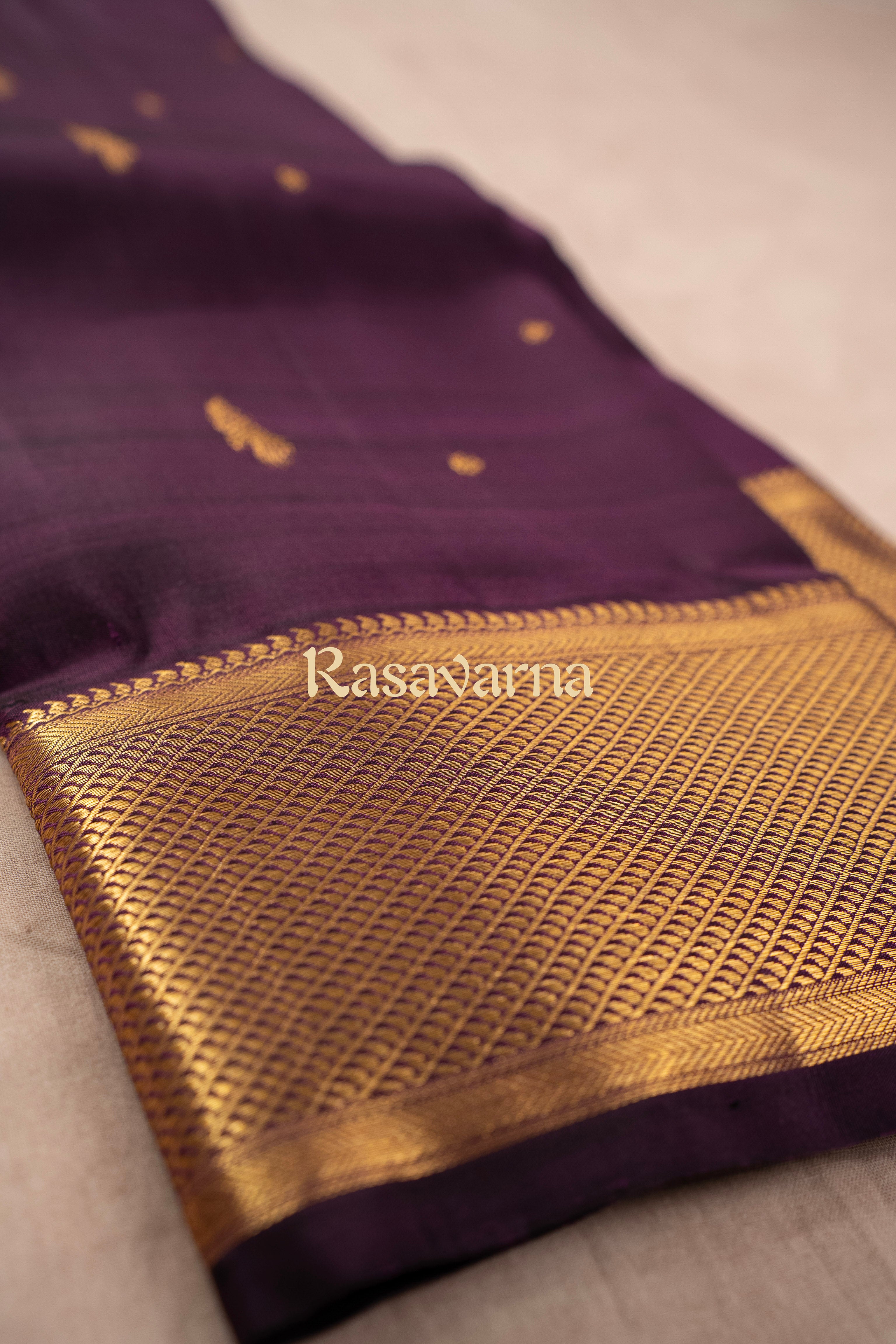 Dark Wine Pure Silk Kanchipuram Pattu Saree with Dark Wine Border