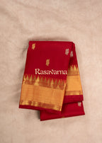 Red Pure Silk Kanchipuram Pattu Saree with Red Border