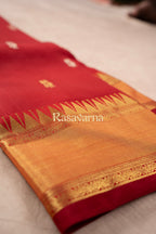 Red Pure Silk Kanchipuram Pattu Saree with Red Border