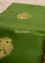 Green Pure Silk Kanchipuram Pattu Saree with Maroon Border