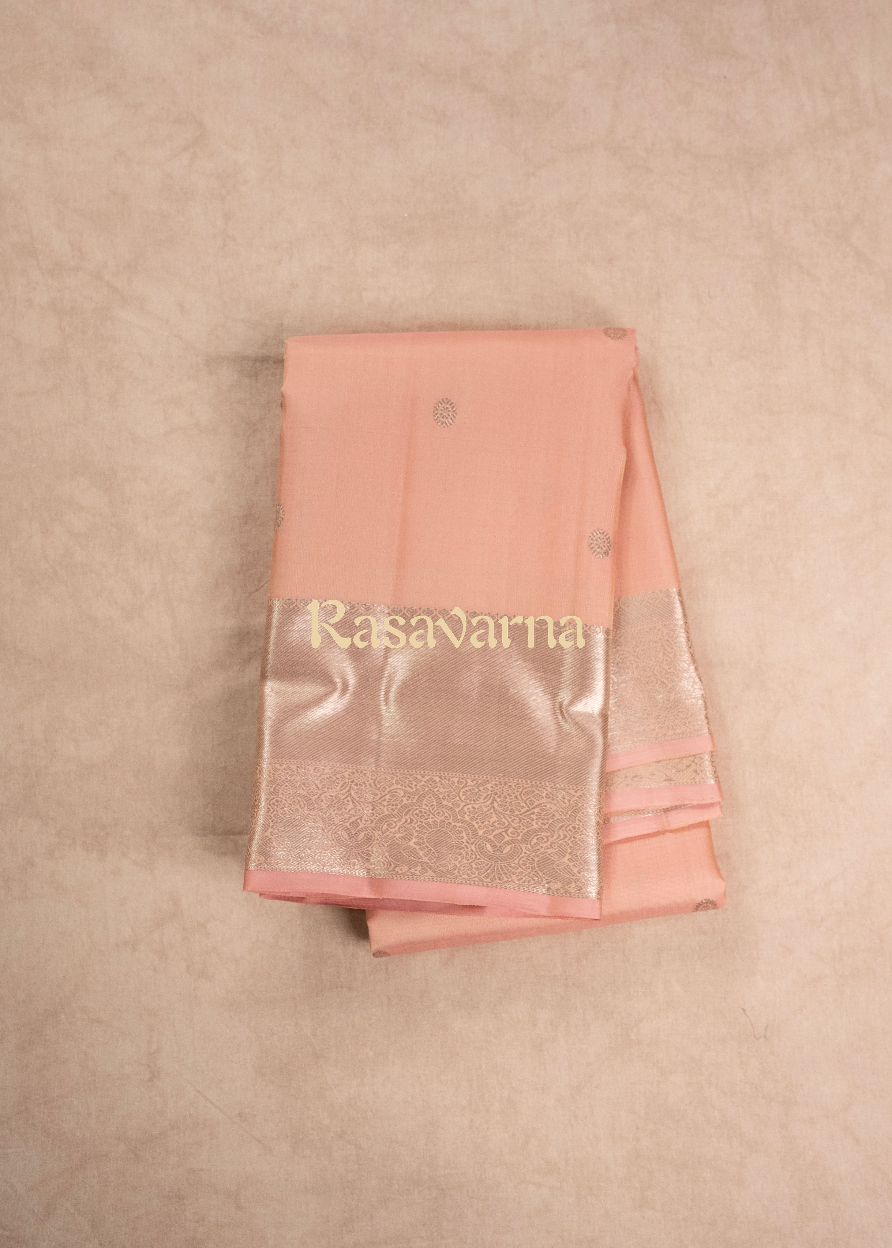 Baby Pink Pure Silk Kanchipuram Pattu Saree with Baby Pink Border