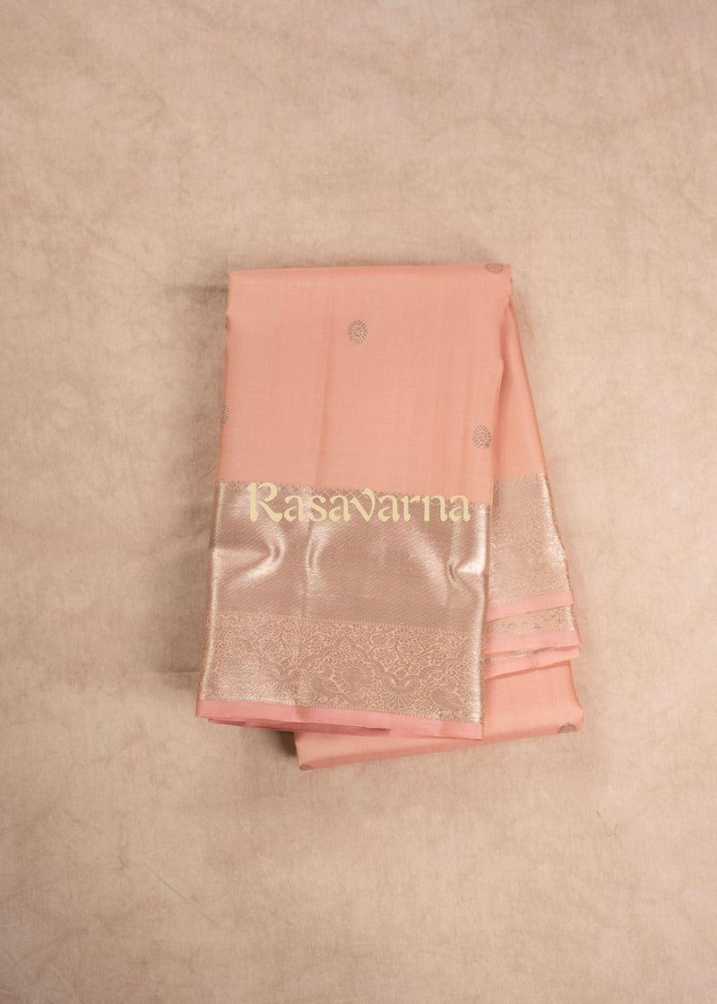 Baby Pink Pure Silk Kanchipuram Pattu Saree with Baby Pink Border