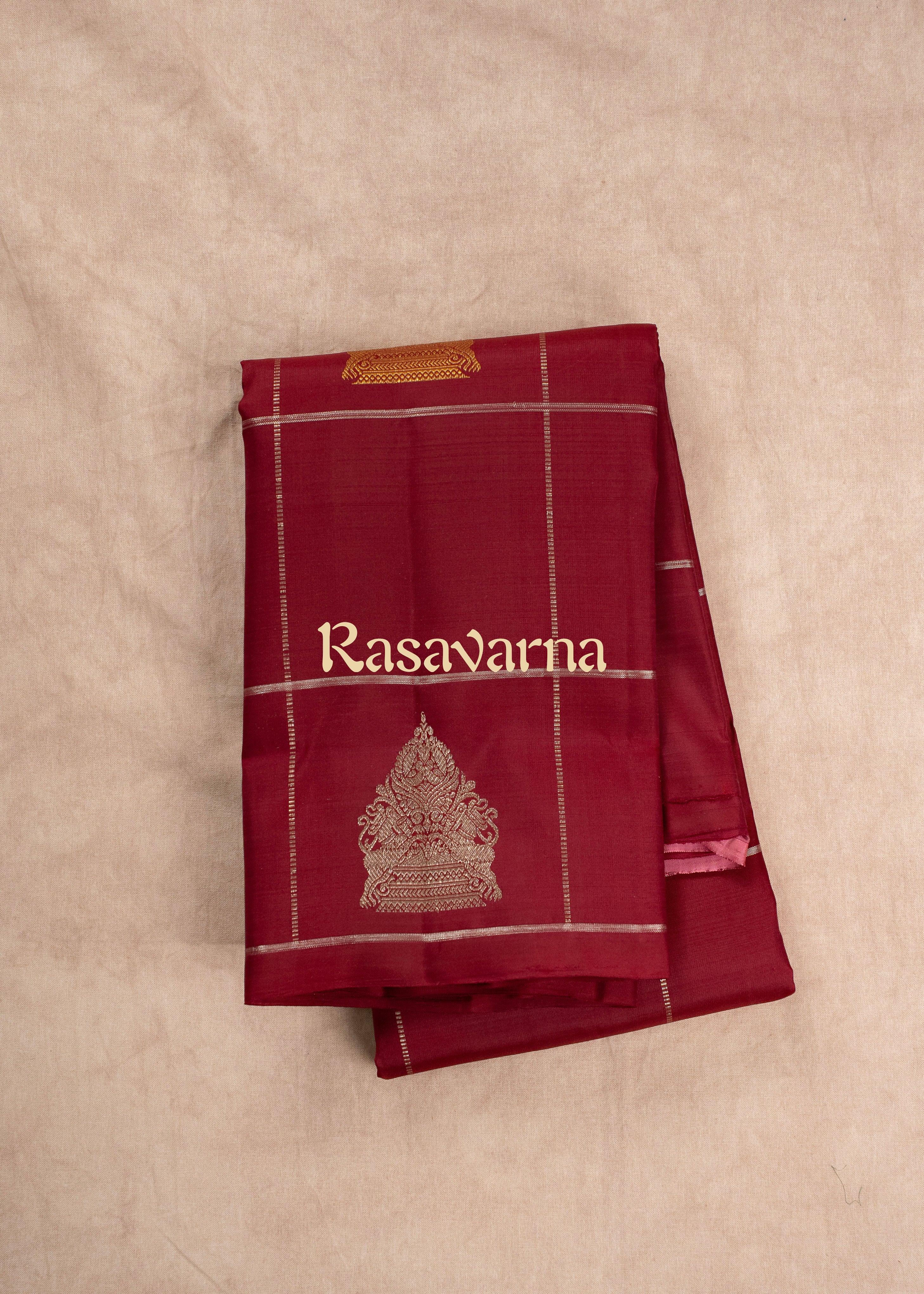 Red Pure Silk Kanchipuram Pattu Saree with Red Border