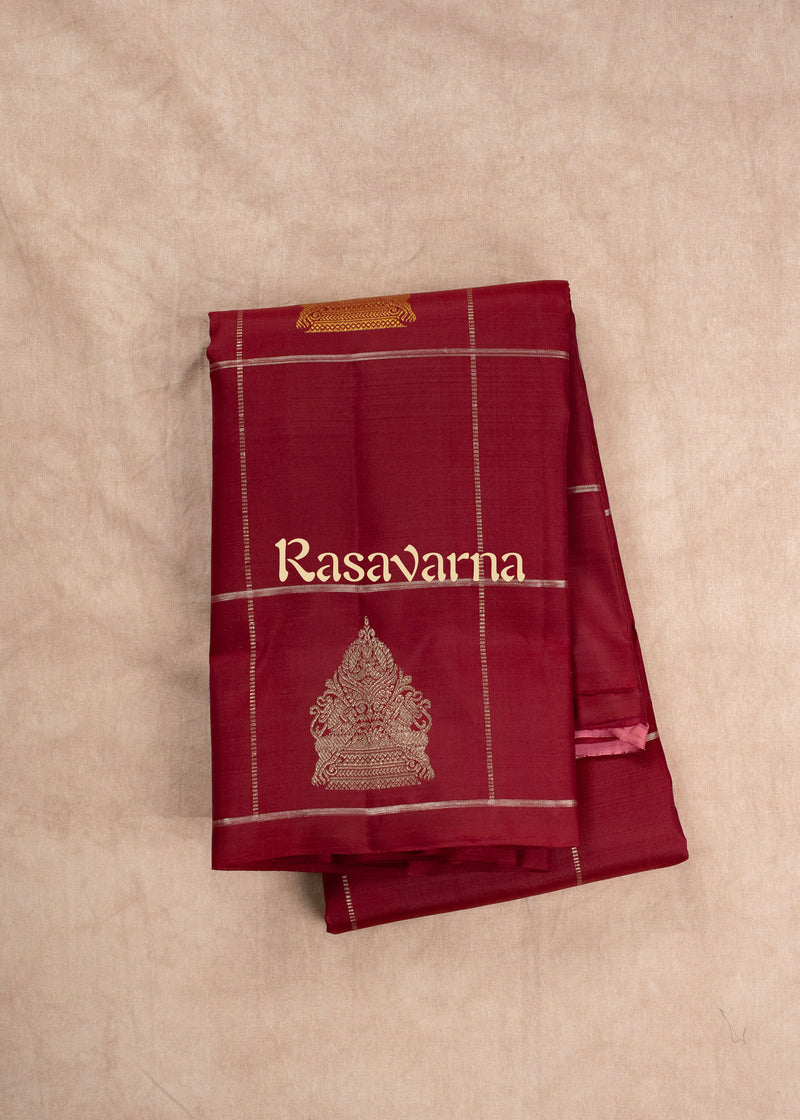 Red Pure Silk Kanchipuram Pattu Saree with Red Border