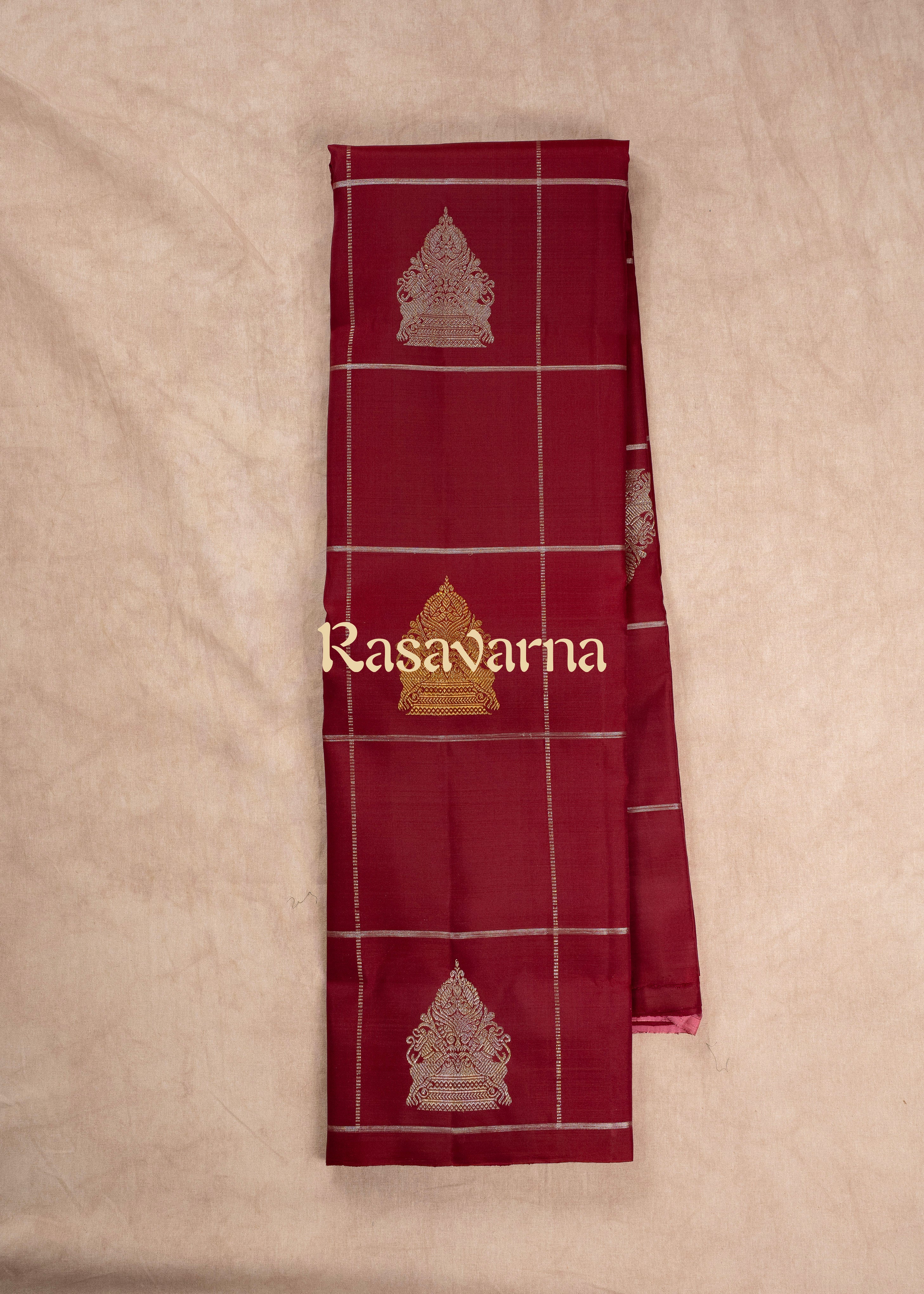 Red Pure Silk Kanchipuram Pattu Saree with Red Border