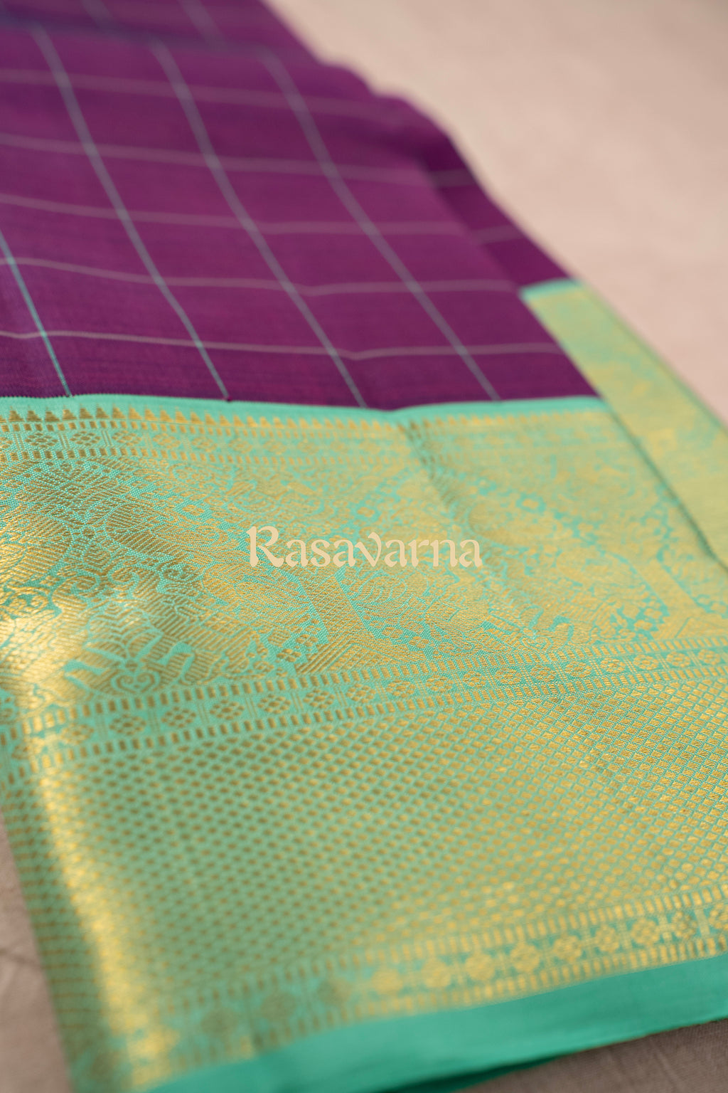 Magenta Pure Silk Kanchipuram Pattu Saree with Teal Border