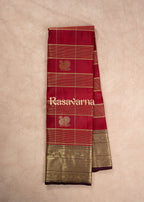 Red Pure Silk Kanchipuram Pattu Saree with Chocolate Border