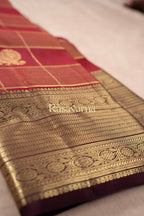 Red Pure Silk Kanchipuram Pattu Saree with Chocolate Border
